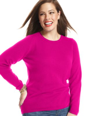 Charter Club Plus Size Cashmere Crew-Neck Sweater In 14 Colors ...