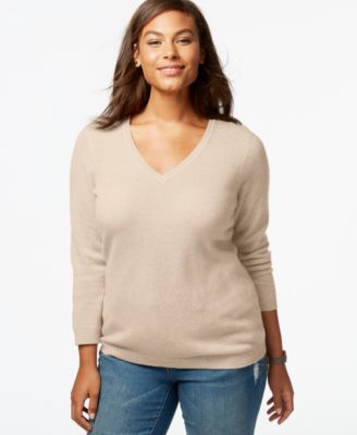 Charter Club Plus Size Cashmere V-Neck Sweater In 16 Colors, Only ...