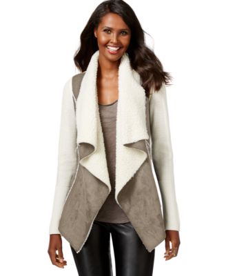 INC International Concepts Faux-Shearling Draped Jacket, Only at ...