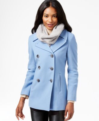 Calvin Klein Petite Wool-Cashmere Blend Peacoat - Coats - Women