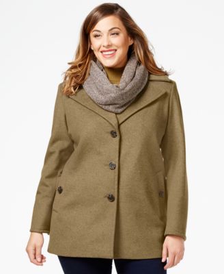 Calvin Klein Plus Size Wool-Cashmere Blend Single-Breasted Peacoat ...