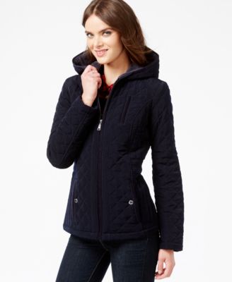Laundry by Design Petite Faux-Fur-Lined Quilted Velour Coat ...