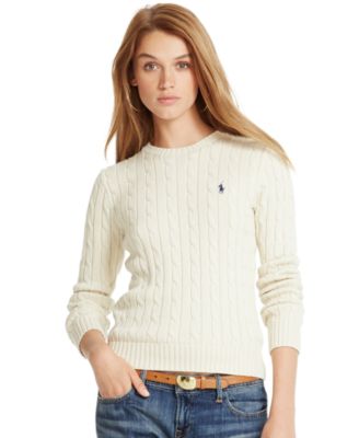Polo Ralph Lauren Cable-Knit Crew-Neck Sweater - Sweaters - Women ...