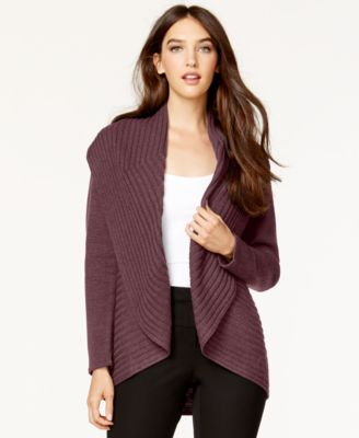 Alfani Ribbed Cascade Cardigan, Only at Macy's - Sweaters - Women ...
