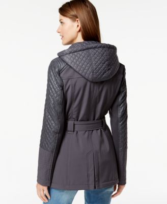 MICHAEL Michael Kors Petite Quilted-Sleeve Asymmetrical-Zip Coat ...