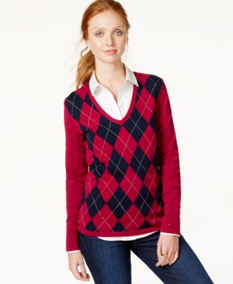 Tommy Hilfiger Lurex Argyle Sweater - Sweaters - Women - Macy's