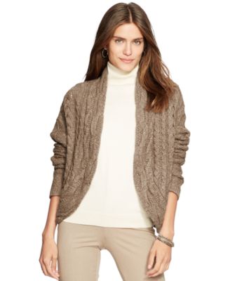 Lauren Ralph Lauren Cable-Knit Open-Front Cardigan - Sweaters ...