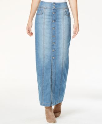INC International Concepts Button-Front Denim Maxi Skirt, Only at ...