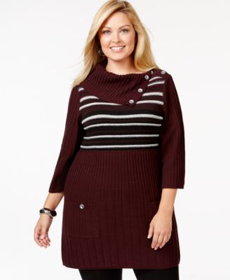 Style & Co. Plus Size Striped Tunic Sweater, Only at Macy's ...