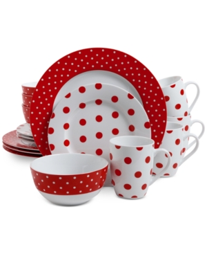 UPC 085081311894 product image for Isaac Mizrahi Ceramic 16-Pc. Dot Luxe Red Dinnerware Set | upcitemdb.com