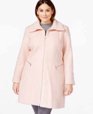 Jessica Simpson Plus Size Zip-Front Wool Coat - Coats - Women - Macy's