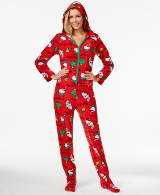 Hello Kitty Ugly Christmas Holiday Hooded Footed Pajamas - Bras ...