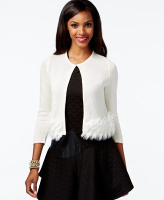 Cable & Gauge Ruffled Cropped Cardigan - Sweaters - Women - Macy's