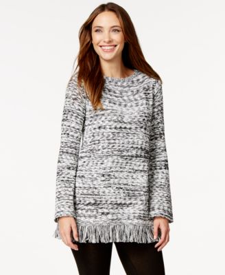 Style & Co. Marled Fringe Tunic Sweater, Only at Macy's - Sweaters ...