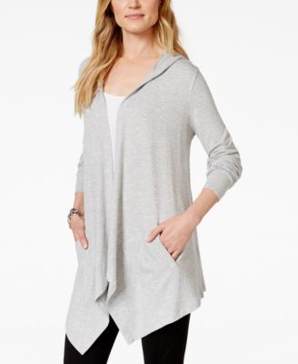 Style & Co. Sport Open-Front Hooded Waterfall Cardigan, Only at ...