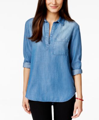 womens denim tunic shirt