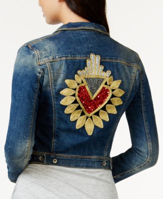 GUESS Whitney Embellished Denim Jacket - Women's Brands - Women ...