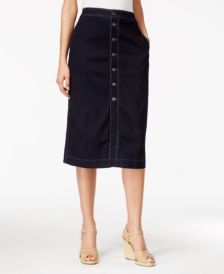 Style & Co. Petite Button-Front Denim Midi Skirt, Only at Macy's ...