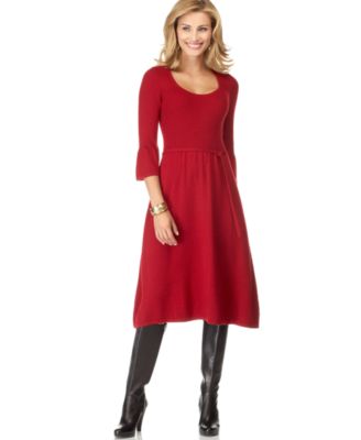 Alfani Petites Belted Sweater Dress