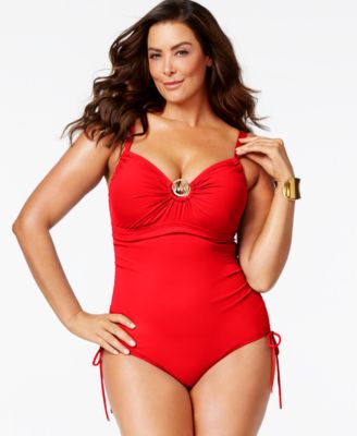 michael kors red one piece swimsuit