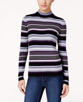 Karen Scott Petite Striped Ribbed Sweater, Only at Macy's ...