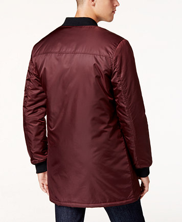 GUESS Men's Liam Satin Long Bomber Jacket - Coats & Jackets - Men ...