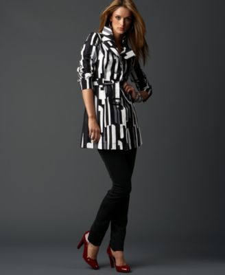 INC International Concepts® Printed Belted Trench Coat