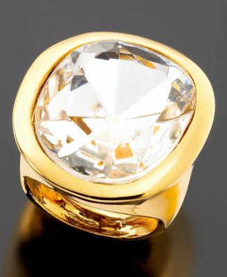 Kenneth Jay Lane Goldtone Crystal Ring