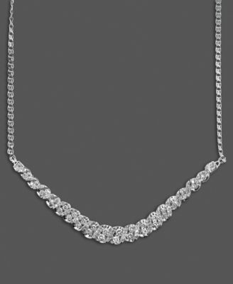 14k White Gold Necklace, Diamond Twist (1 ct. t.w.)