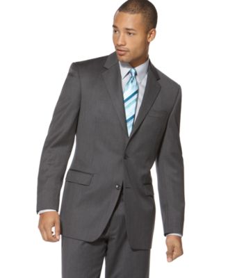 Calvin Klein Suit, Three-Button Charcoal Wool