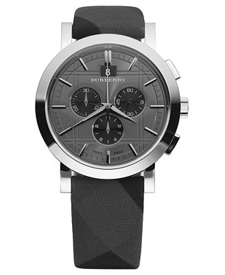 Burberry Watch, Men's Swiss Chronograph Beat Check Fabric Strap 44mm ...