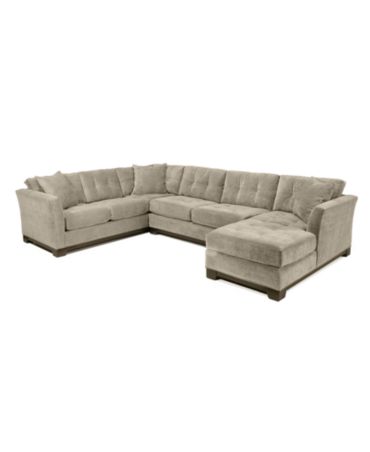 Elliot Fabric Microfiber 3-Piece Chaise Sectional Sofa - Furniture - Macy&#39;s