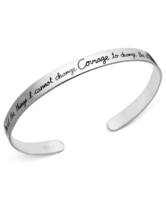 Inspirational Sterling Silver Bracelet, Love Life Be Brave Cuff