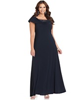 Patra Plus Size Dress, Cap Sleeve Beaded Cowl Neck Evening Gown Patra Plus Size Dress, Cap Sleeve Beaded Cowl Neck Evening Gown