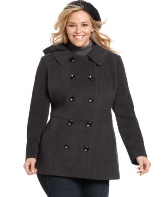 Style&co. Plus Size Coat, Removable Hood Pea Coat 