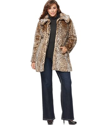 ... Plus Size Coat, Leopard Print Faux Fur - Coats - Plus Sizes - Macy's