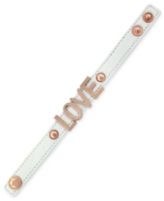 BCBGeneration Bracelet, Rose Gold-Tone White Leather "Love" Affirmation Bracelet