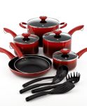 Martha Stewart 12000682 Ombre 14 Piece Nonstick Cookware Set - Red