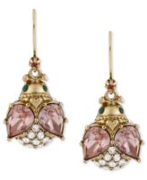 Betsey Johnson Earrings, Gold-Tone Crystal Bug Drop Earrings