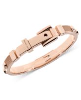 Michael Kors Bracelet, Rose Gold-Tone Buff Leather Buckle Bangle Bracelet