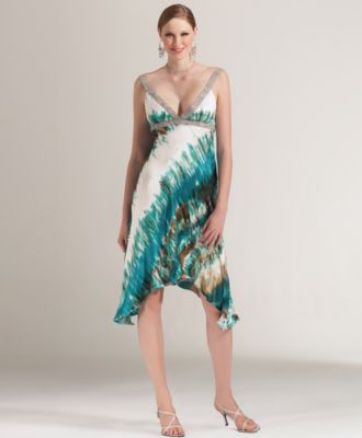 A.B.S. by Allen Schwartz Beaded Tie-Dyed Dress