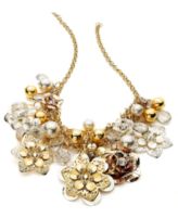 Style&co. Necklace, Gold-Tone Brown Flower Bead Cluster Bib Necklace