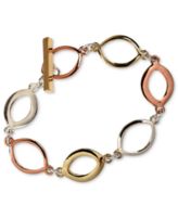 Nine West Bracelet, Tri-Tone Oval Toggle Bracelet