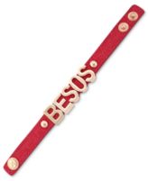 BCBGeneration Bracelet, Rose Gold-Tone Red Canvas Besos Affirmation Bracelet