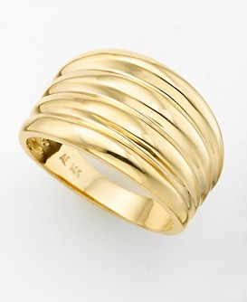 14k Gold Polished Ribbed Ring