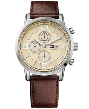 UPC 885997093750 product image for Tommy Hilfiger Watch, Men's Brown Leather Strap 44mm 1710337 | upcitemdb.com