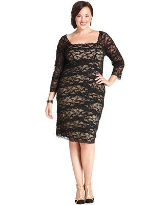 marina plus dress tiered lace sheath quarter sleeve three dresses