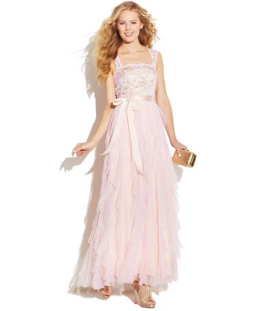 Teeze Me Juniors&#39; Lace Ruffled Dress - Juniors Dresses - Macy&#39;s