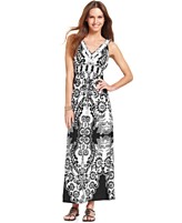 Style&co. Scroll-Print Embellished Maxi Dress