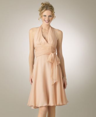 London Times by Maggy London Chiffon Halter Dress with Bow